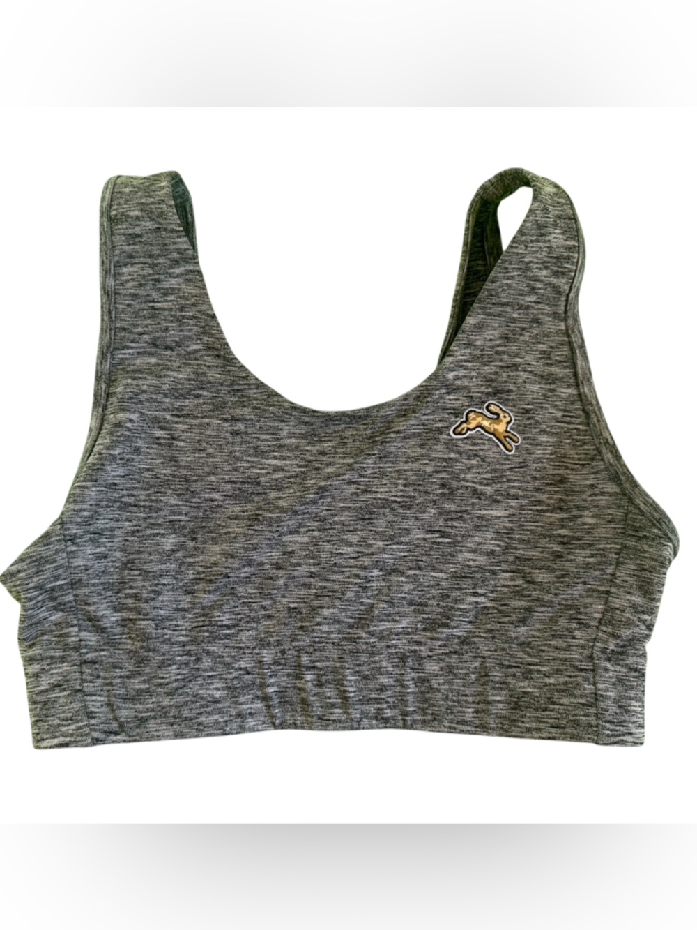 Tracksmith Gray Heather Racerback Sports Bra with Logo Patch